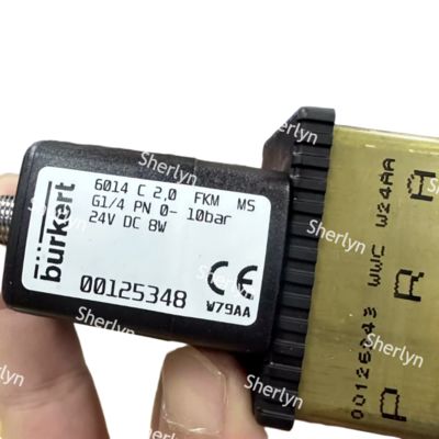 00125348 Burkert Solenoid Valve 6014 Series Normally Closed G1/4 Brass Valve Body
