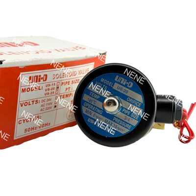 Пневматический электромагнитный клапан UNID 3/4" с поршнем из латуни, -5°C ~ 185°C, клапан для воды