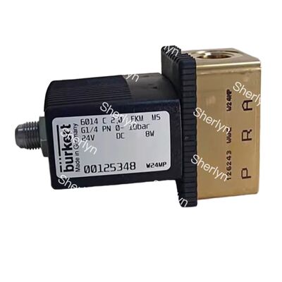 2/2 Путь обычно закрытый соленоидный клапан прямого действия, Burkert 6013 00126092, G1/8 нить, 3,0 мм отверстия, латуниное тело, FKM Seal, 24VAC 8W, 0-10bar