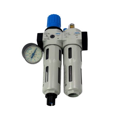 Блок подготовки воздуха Festo FRC-3/8-D-7-MINI-A 162764 Пневматический блок FRL G3/8 40 мкм Полностью автоматический слив 0,5-7 бар 1500 л/мин Литой цинковый сплав с защитным кожухом металлической чаши и манометром