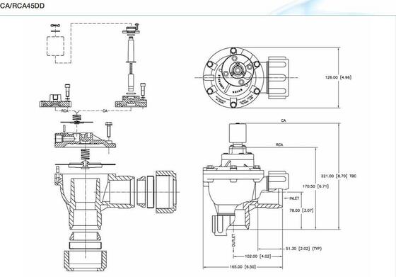 Импульсный клапан CA45DD RCA45DD 1,5 дюймовый блокирующий гайка Электромагнитный импульсный клапан RCAC45T010-305