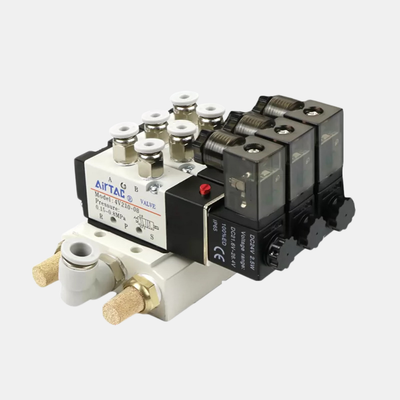 Airtac 4V310-08 Мультистанционный соленоидный клапан 2 / 3 / 4 / 5 / 6 Положение Интегрированная клапанная группа Внутренняя для многоканальной пневматической схемы