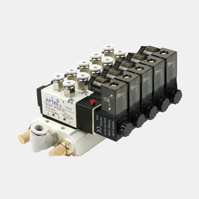 Airtac 4V310-08 Мультистанционный соленоидный клапан 2 / 3 / 4 / 5 / 6 Положение Интегрированная клапанная группа Внутренняя для многоканальной пневматической схемы