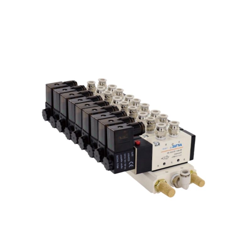 Airtac 4V110-06 Соленоидный клапан Манифолд Группа 7 8 9 10 Станция Алюминиевая сплавная база Центральный воздушный выхлоп Ручное отключение для испытаний оборудования и ввода в эксплуатацию